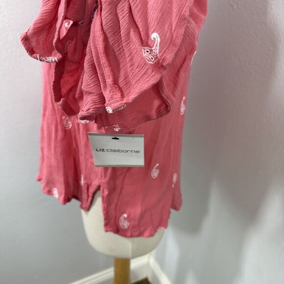 Liz Claiborne Blouse Womens M Paisley Embroidery Flare Boho‎ Gypsy Cottagecore - Picture 7 of 11